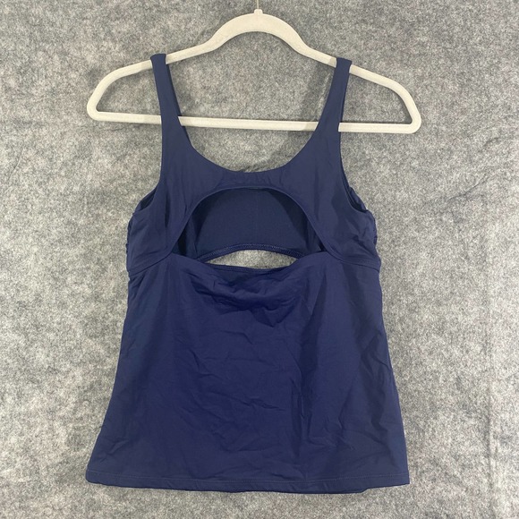 Athleta Tankini Top Small Navy Blue Mod Block Cutout Swim Tank - Picture 3 of 11